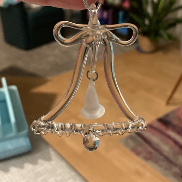 Clear Glass with Frosted Glass Bell Christmas Ornament - Picture 4 of 6